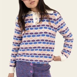 Find Me Now Free People Confetti Crochet Polo Sweater Size XS/S & M/L NWT